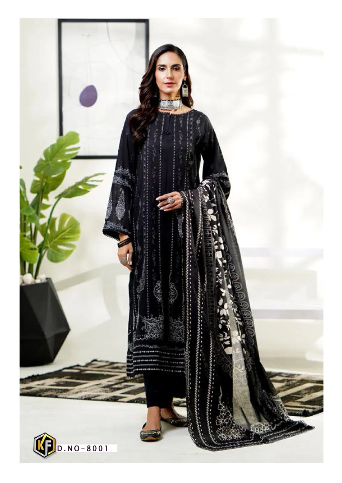 Roha Black And White Vol 8 By Keval Karachi Cotton Printed Dress Material Wholesale